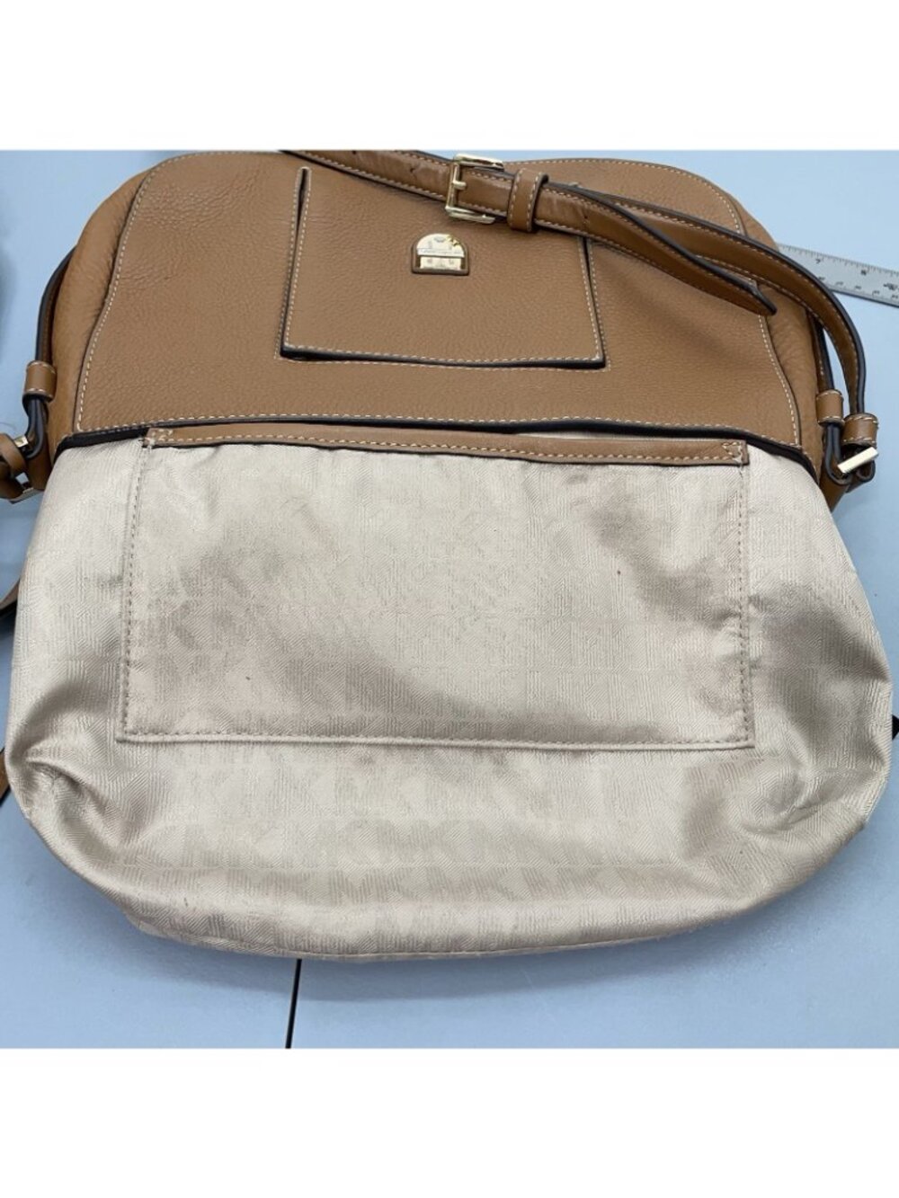 Michael Kors Romy Leather Crossbody Bag Saddle Messenger Pebbled‎ Leather Brown - Picture 11 of 16